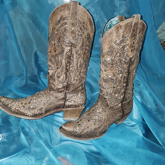 Ladies Corral Glitter Imlay Cowgirl Boots ...leather size 10 - Picture 7 of 8